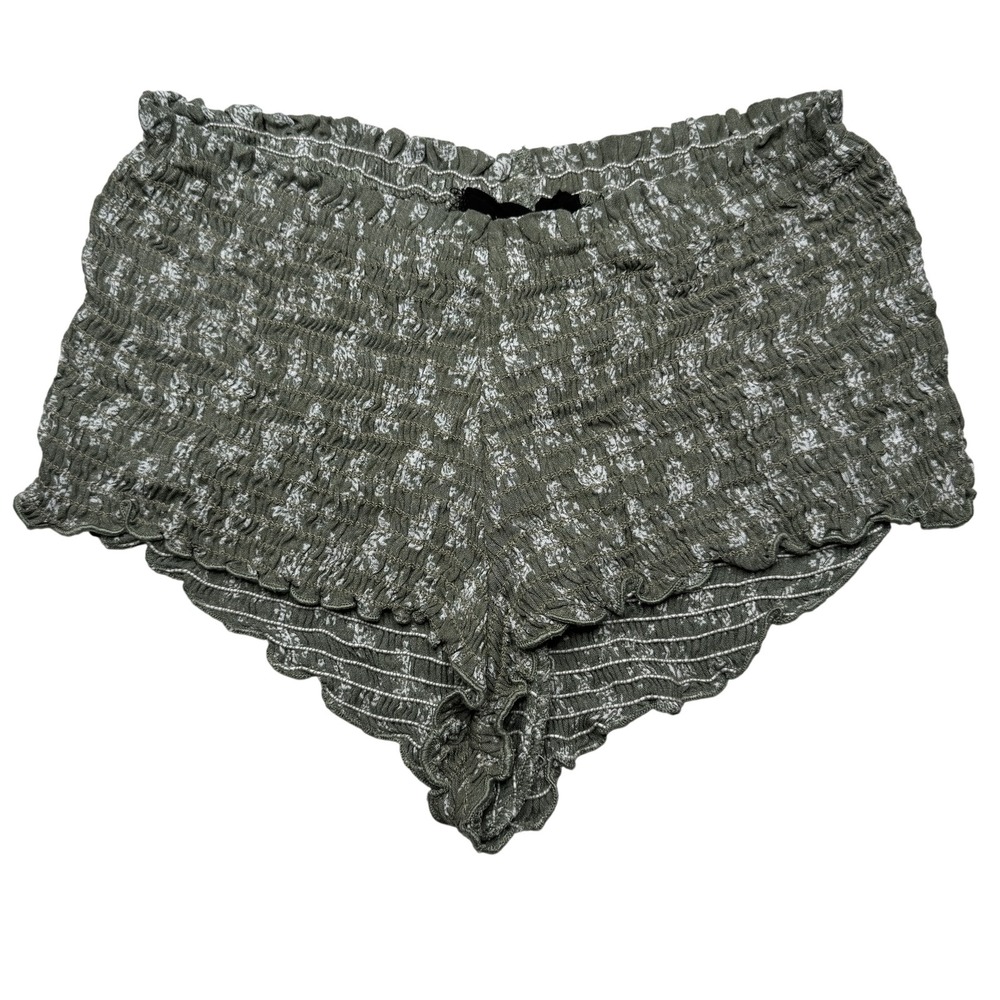 Blue Life Hot Spring Smocked Shorts‎ Womens Medium Green Gray Rayon California